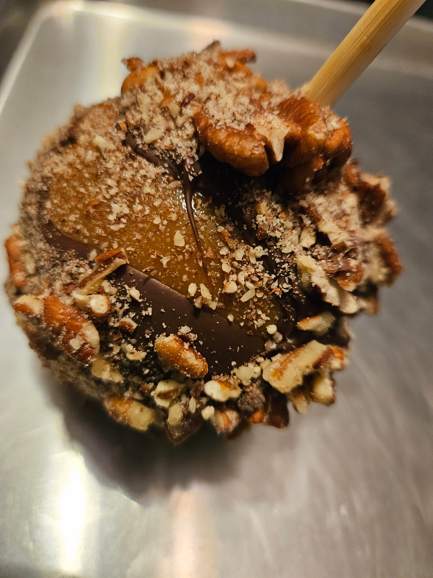 Pecan-Caramel Chocolate Covered Granny Smith Apple