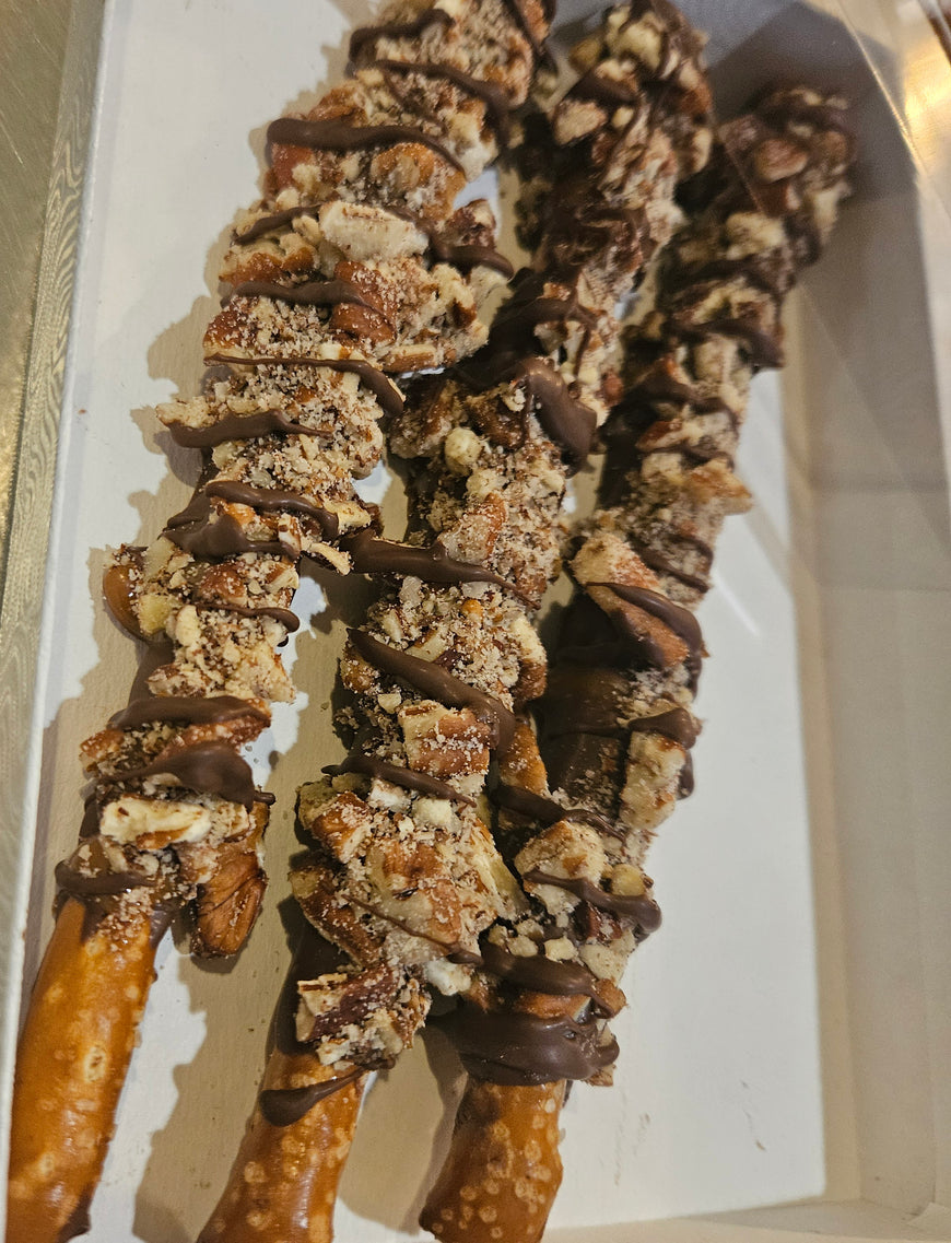 Pecan Caramel-Chocolate Covered Pretzels